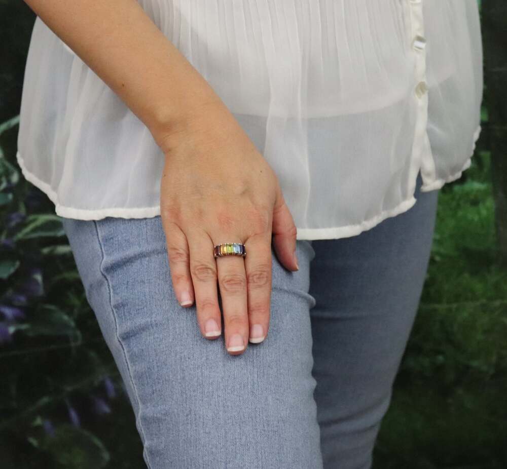 Sterling Silver Multi Gemstone Ring Size 7 - Picture 3 of 7